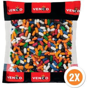 Venco - Kleurendropstaafjes - 2x1 Kilo - Snoep - Drop - Staafjes