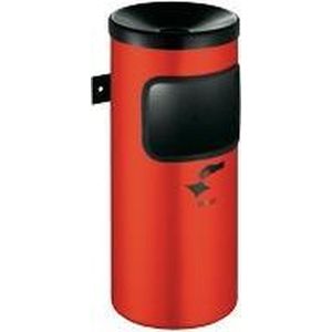 Vuilnis-/asbak combinatie, voor wandmontage Rood