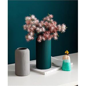 Vaas, groene keramische bloemenvaas, decoratieve vaas voor pampasgras, 20 cm hoog, decoratie voor woonkamer, tafel, kantoor, vriendin/vrouw, cadeau