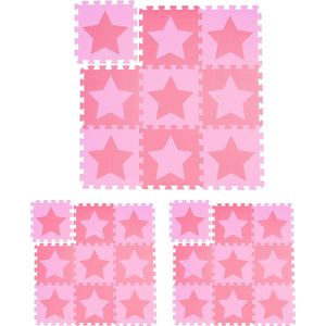 Relaxdays 27x speelmat foam sterren - puzzelmat - speelkleed - vloermat - roze-paars