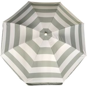 Parasol - zilver/wit - gestreept - D160 cm - UV-bescherming - incl. draagtas