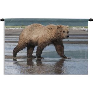 Wandkleed Roofdieren - Jagende bruine beer Wandkleed katoen 150x100 cm - Wandtapijt met foto