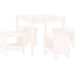 vidaXL - 5-delige - Tuinset - massief - grenenhout - wit