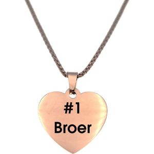 Ketting RVS - Hart - Rosegoud - #1 Broer
