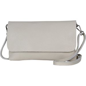 AmbraModa GLX11 - Crossbodytas, Clutch, telefoontas van echt leer met afneembaar en verstelbare schouderriem, passend voor mobiele telefoons en tablets tot 7 inch. Beige