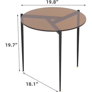 Salontafel - Bijzettafel - Tafel - Glas - Rond - 80x40 - Donker Grijs