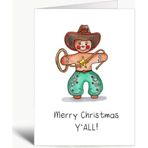 Christmas Cookie - Kerstkaart met envelop - Cowboy - Western - Engels - Grappig - Koekje - Gingerbread