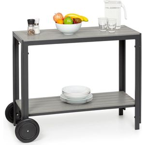Menorca Roll serveertafel 2 wielen polywood aluminium teak