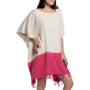 Dip Dye Strandtuniek Fuchsia Onesize (L/XL) - onesize (L/XL) - strand tuniek dames - sauna - strandmode - strandjurk - tuniek - sarong-dress - bikini cover up - strandjurkje