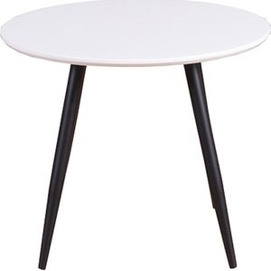 Nest living Bruno Kindertafel Wit - Rond - Hout - Zwarte Metalen Poten - Speeltafel voor Kinderen - Kindermeubels - Ø 60 cm