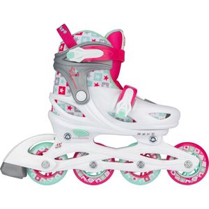 Nijdam Inline Skates Verstelbaar - Sk8 Star - Wit/Fuchsia - 29-32