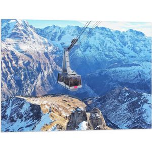 WallClassics - Vlag - Grote Lift door Zwitserse Alpen - 80x60 cm Foto op Polyester Vlag