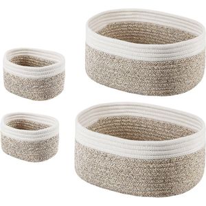 Sharp Set van 4 geweven katoenen touw-opbergmanden - opbergmand luiertafel organizer - stapelbare opbergmand voor kinderkamer woonkamer badkamer - tafel decoratief - Comius Wicker Storage Basket (2-5)