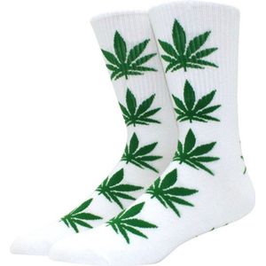 Wietsokken - Cannabissokken - Wiet - Cannabis - groen-wit - Unisex sokken - Maat 36-45