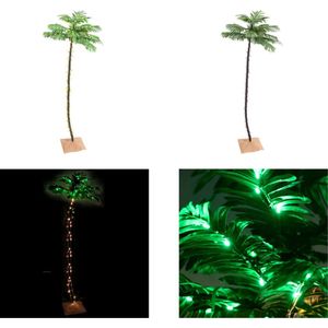 vidaXL Palmboom LED 136 LED's warmwit 220 cm - LED-boom - LED-bomen - Palmboom - Kunstplant