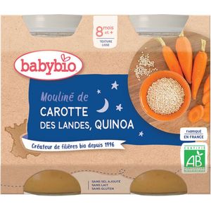 Babybio Bonne Nuit Gemalen Wortel & Quinoa 8 Maanden + Bio 2 x 200 g Potten