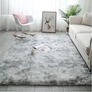 Hoogpolig tapijt, shaggy tapijt 120 x 160 cm, hoogpolig slaapkamertapijt, pluizige tapijten, woonkamertapijten, zacht antisliptapijt voor woonkamer, slaapkamer, bedtapijt, grijs/wit