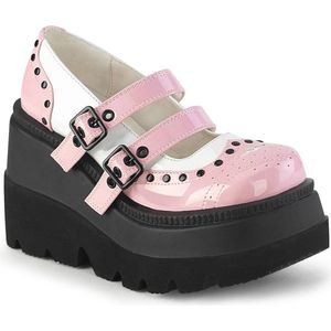 DemoniaCult - SHAKER-27 Sleehakken - US 6 - 36 Shoes - Roze/Wit