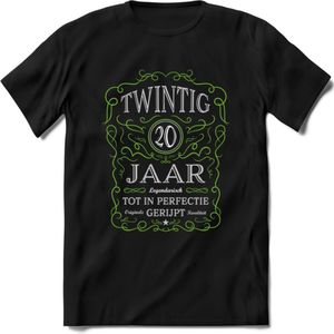 20 Jaar Legendarisch Gerijpt T-Shirt | Groen - Grijs | Grappig Verjaardag en Feest Cadeau Shirt | Dames - Heren - Unisex | Tshirt Kleding Kado | - Zwart - XL