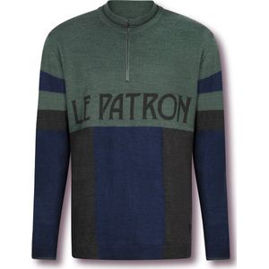 Le Patron Casual Trui Groen Multikleur - Merino Half Zip Colorblock Dark Green - L