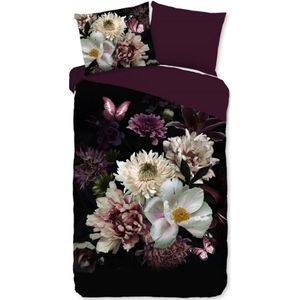 Pure Dekbedovertrek ""bloemen"" - Bordeaux - (240x200/220 cm) - Microfiber