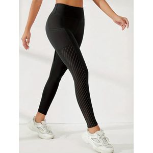 Breathable Pocket Legging - Dames - Sportbroek - Sportlegging - Mesh panelen - Ademend - met zakken - Comfortabel - Zwart - Black