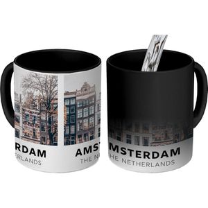 Magische Mok - Foto op Warmte Mokken - Koffiemok - Amsterdam - Nederland - Huizen - Magic Mok - Beker - 350 ML - Theemok