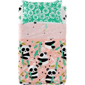 Set beddengoed HappyFriday Moshi Moshi Panda garden Roze Wieg voor baby's 2 Onderdelen