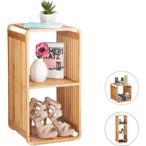 badkamerrek staand - smal - bamboe - 2 vakken - 64,7x33x33 cm