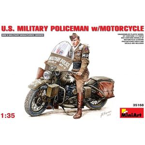 1:35 MiniArt 35168 U.S. Military policeman with motorcycle Plastic Modelbouwpakket