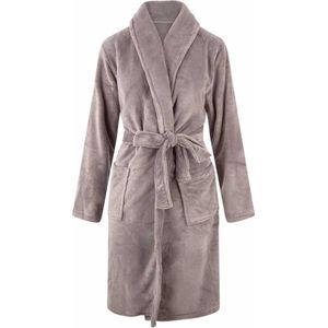 Unisex badjas fleece - sjaalkraag - grijs - badjas heren - badjas dames - maat L/XL