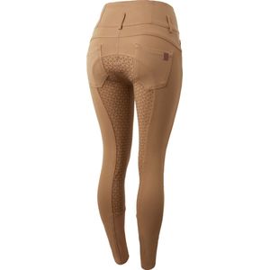 Horze Tara Siliconen FS Rijbroek Hoge Taille, dames, Brown, 40