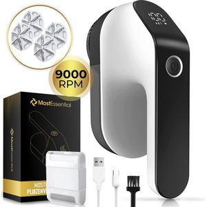 MostEssential Premium Elektrische Pluizenverwijderaar FL777 – Pluizentondeuse - USB-C Snellaadfunctie - Draadloos - 2000 mAh Batterij - PRO Edition - 4 reserve mesjes