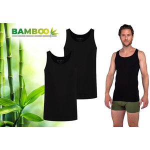 Bamboo - Hemden Heren - Onderhemd Heren - 2-pack - Zwart - M - Tanktop Heren - Singlet Heren - Bamboe Heren Hemden - Ondergoed Heren