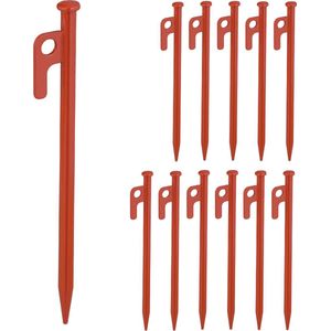 Relaxdays rotspennen - set van 12 - tentharingen - harde ondergronden - 20 cm - stevig - rood
