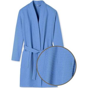 SCHIESSER Essentials badjas - dames badjas wafelpique blauw - Maat: XL