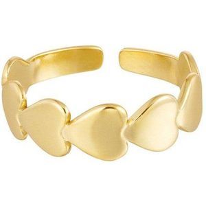 ring hartjes - hart - one size - kleur goud - stainless steel - nikkelfree- valentijn cadeau heart kado - moederdag