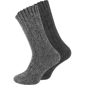 2 paar Noorse wollen sokken - Unisex - Antraciet mix - Maat 35-38