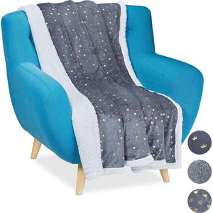 Relaxdays plaid 150x200 - deken - woonkamer - woondeken - voor op bank - grijs - bankkleed - C