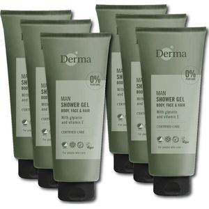 Derma Eco Man - Douchegel 3 in 1 - 6 x 350 ML - Hypoallergeen - Vegan - Geurvrij