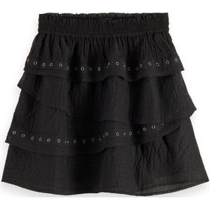 Scotch & Soda Layered high-rise mini skirt with eyelet detail Dames Broek - Maat XL