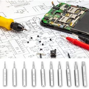 10-delige set Pentalobe-schroevendraaierbits 4 mm T3 / T4 / T5 / T6 / T7 / T8 / T9 / T10 / T15 / T20 - schacht gereedschap voor reparatie