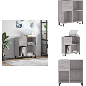 vidaXL Platenkast - Platenkasten - Platenspeler Kast - Elpee Opbergkast - Platenkast 84-5x38x89 cm bewerkt hout grijs sonoma eikenkleurig