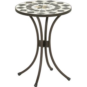 Bloemenkruk Diana Ø 41 cm - Hoogte 54 cm - Metaal - Mozaïeklook - Bruin/grijs/wit Garden table