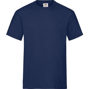 Set van 2x stuks t-shirts donkerblauw/navy heren - Ronde hals - 195 g/m2 - Ondershirt/shirt blauw - Voor mannen, maat: L (EU 52)