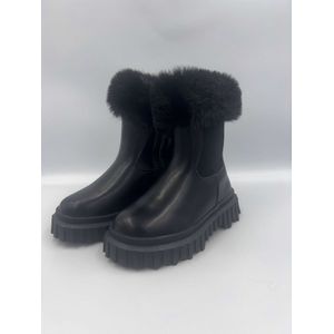 Meisjes Boots met Bont - Zwart Maat 25