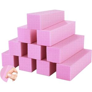 Nail Buffer Block 10 Stuks voor Manicure en Pedicure - Roze Schuren Vijl Blokken voor Smoothing, Shaping en Polijsten van Nagels - Geschikt voor Natuurlijke, Acryl en Gel Nagels - Professionele Tools voor Thuis en in Salons