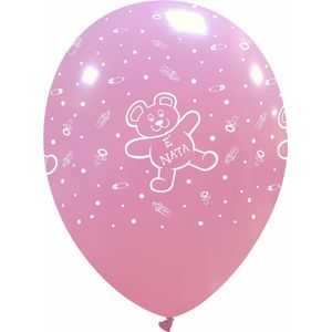 10 x ballon roze/ 30cm / Met tekst in het Italiaans ""e nata"" / EAN © Promoballons