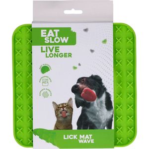 Eat Slow Live Longer Likmat Golf - 20 x 20 cm - Anti-schrok Mat - Slowfeeder - Snuffelmat - 100% siliconen - Vaatwasserbestendig - Voor Hond of Kat - Groen
