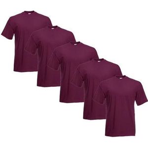 Fruit of the Loom - 5 stuks Valueweight T-shirts Ronde Hals - Heather Burgundy - 3XL